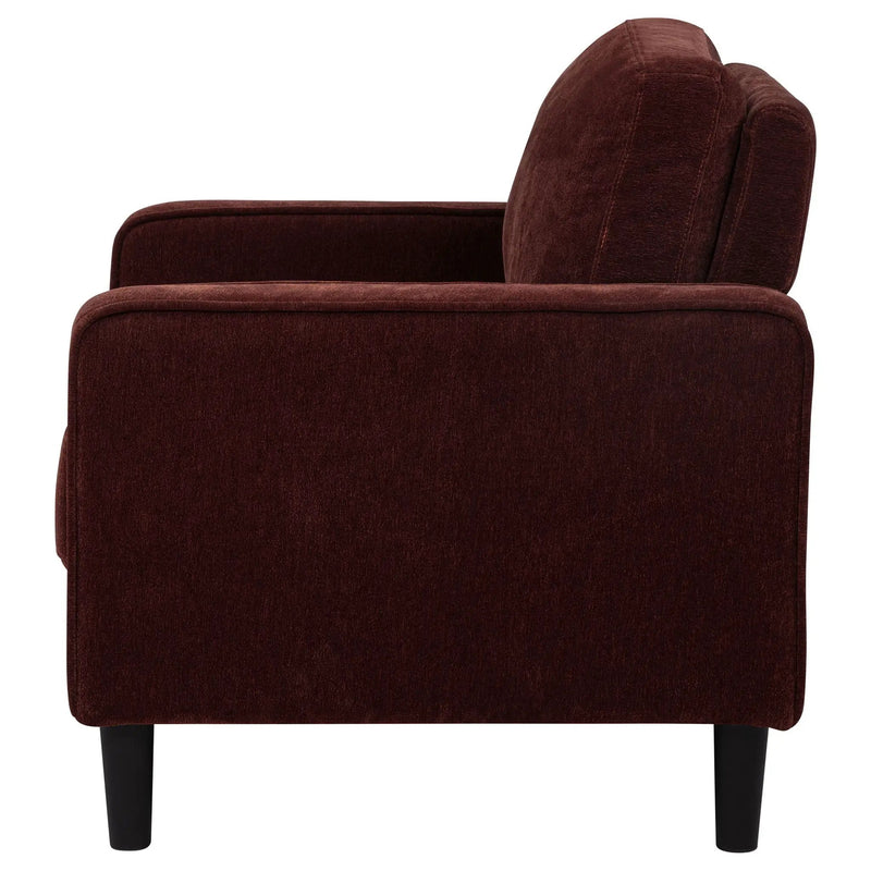 Ruth Fabric Upholstered Track Arm Accent Chair Rust Red by Unique Piece Furniture