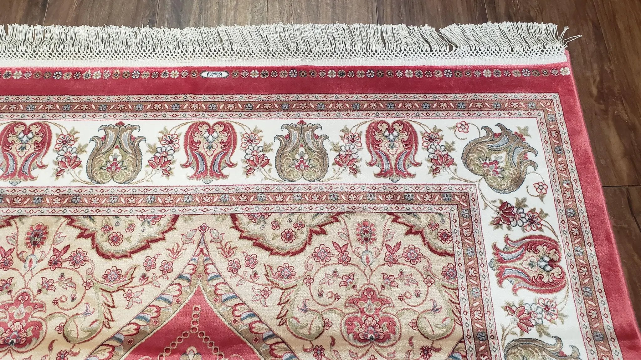 4 x 6 Silk Carpet Red, Traditional Oriental Rug 4x6, Flower Vase Columns, Turkish Rug New, High Quality, Bamboo Silk, Area Rug by Jewel Rugs