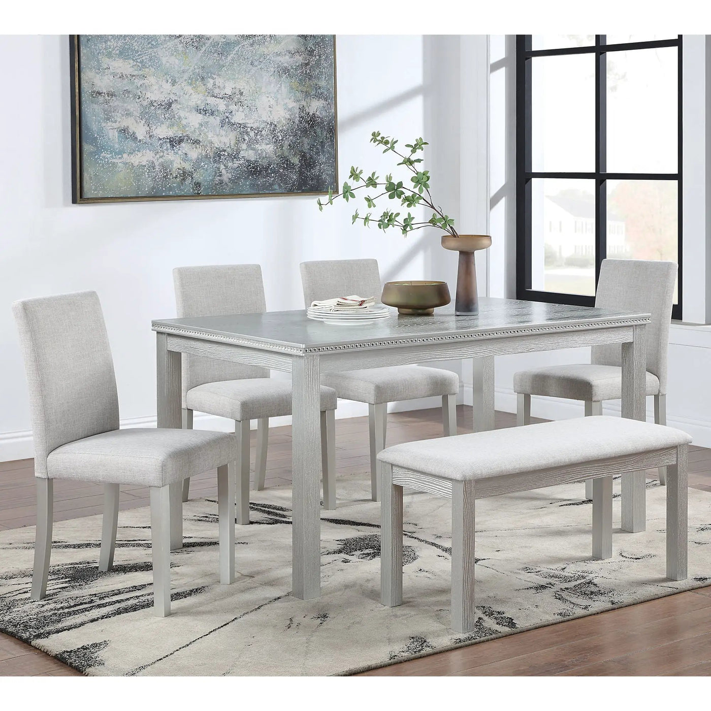Dining Table Set With Crystal Decoration And Upholstered Chairs by HouseOfZazla
