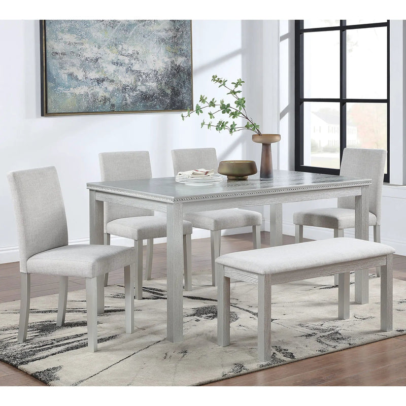 Dining Table Set With Crystal Decoration And Upholstered Chairs by Unique Piece Furniture