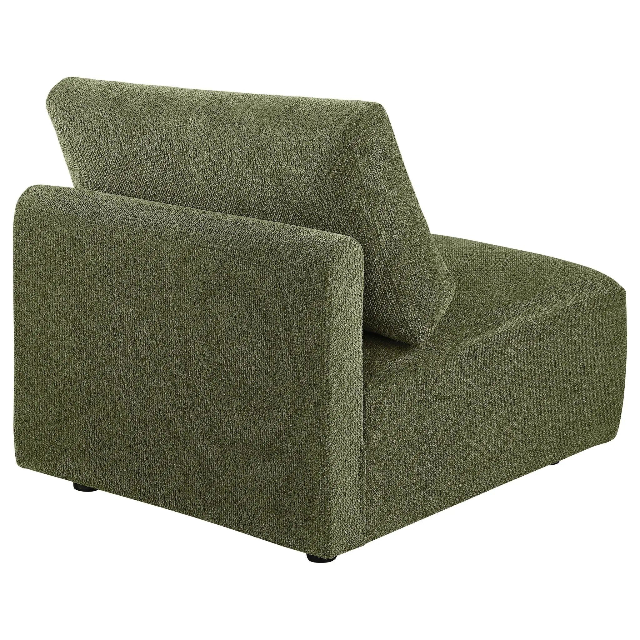 Elysia Chenille Upholstered Modular Armless Chair Green by Unique Piece Furniture
