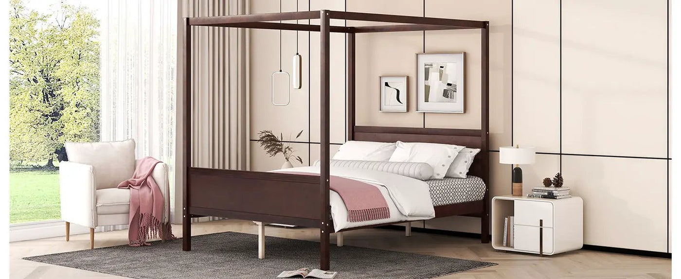Canopy Platform Bed With Headboard And Footboard, Slat Support Leg by HouseOfZazla