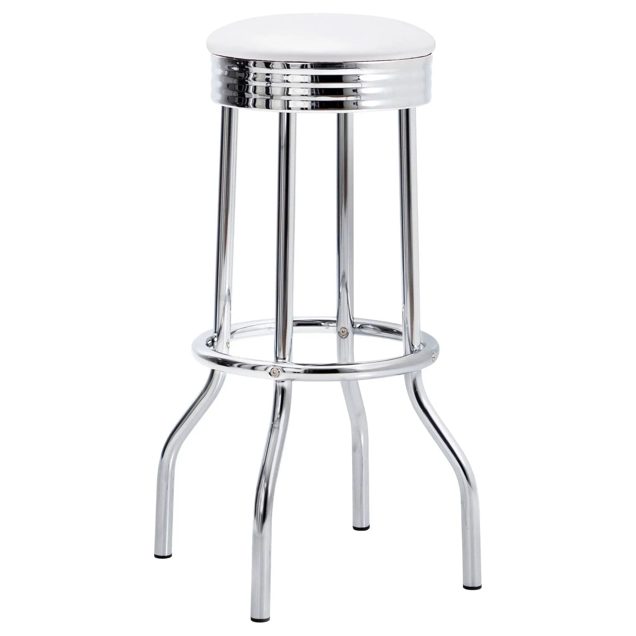 Retro Upholstered Metal Swivel Bar Stool White (Set of 2) by Unique Piece Furniture