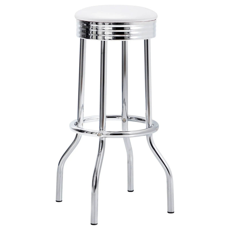 Retro Upholstered Metal Swivel Bar Stool White (Set of 2) by Unique Piece Furniture