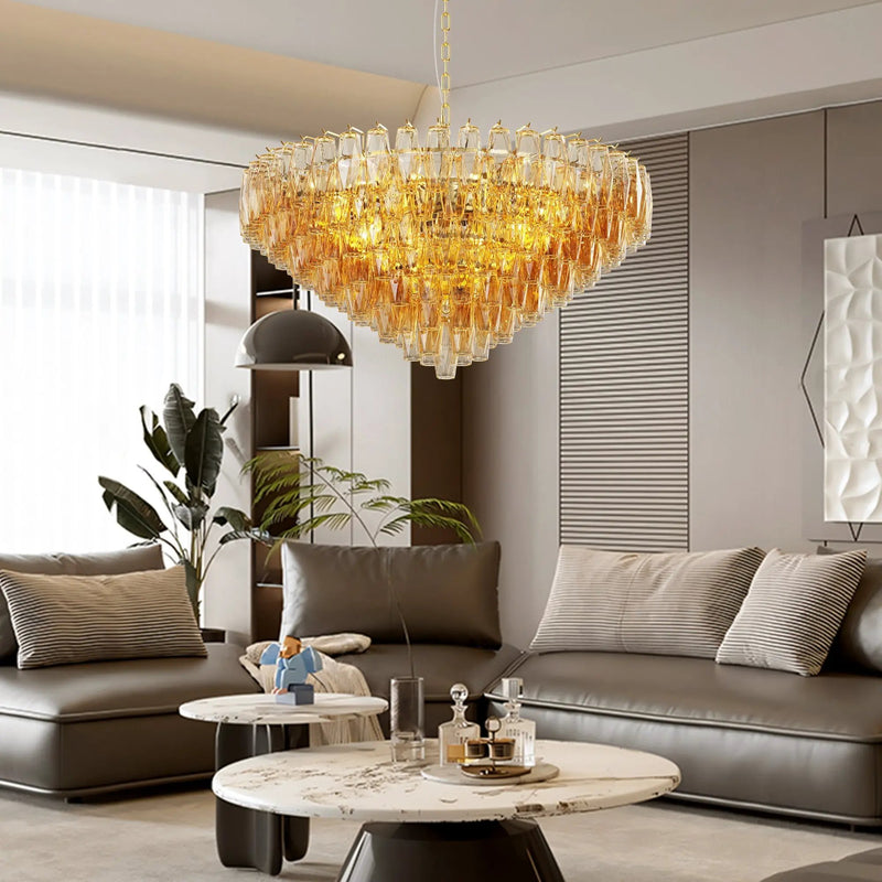 37" Extra Large 14-Light Gold Modern Round Chandelier by HouseOfZazla