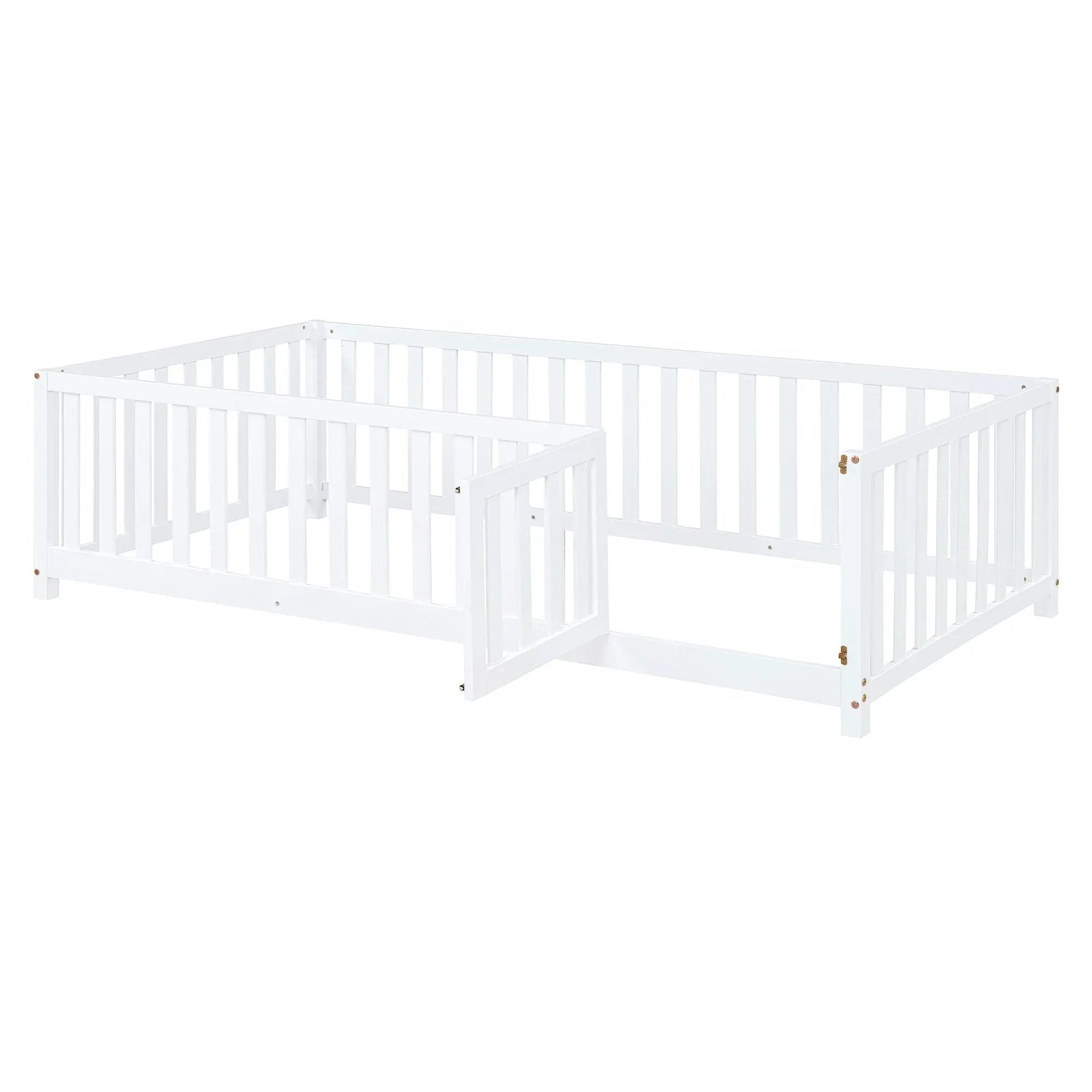 Daybed With Fence Guardrails And 2 Drawers, Split Into Independent Floor Bed & Daybed by HouseOfZazla