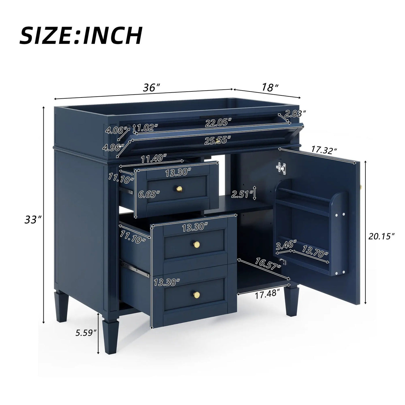 Bathroom Vanity With 2 Drawers and Tip-Out Storage Cabinet by HouseOfZazla