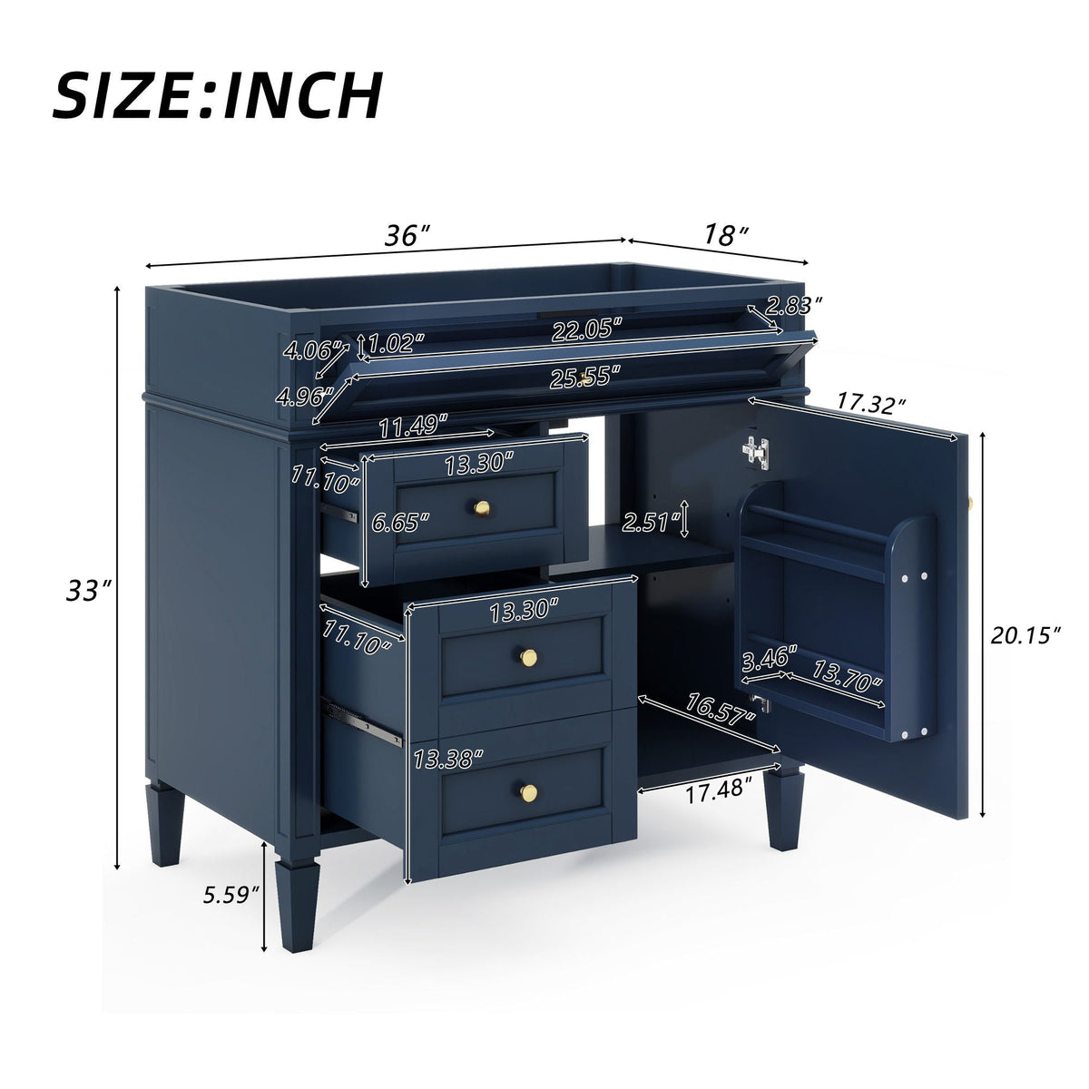 Bathroom Vanity with 2 Drawers and Tip-Out Storage - Multiple Colors, photo 29 of 40
