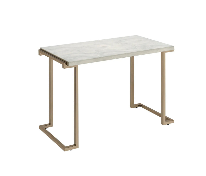 Boice II - Faux Marble Top Sofa Table - White / Champagne by Unique Piece Furniture