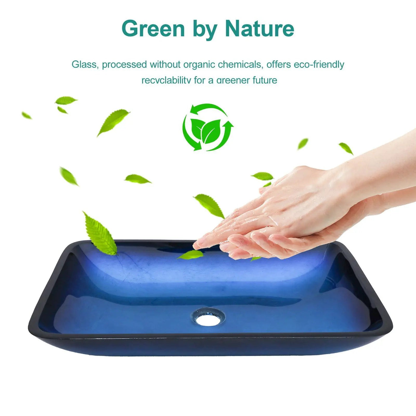 Gradient Tempered Glass Vessel Sink With Pop-Up Drain by HouseOfZazla