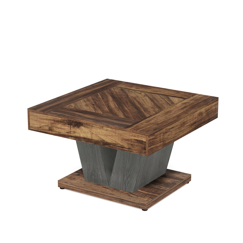 Square Coffee Table With Crisscross Base - Brown / Black by HouseOfZazla