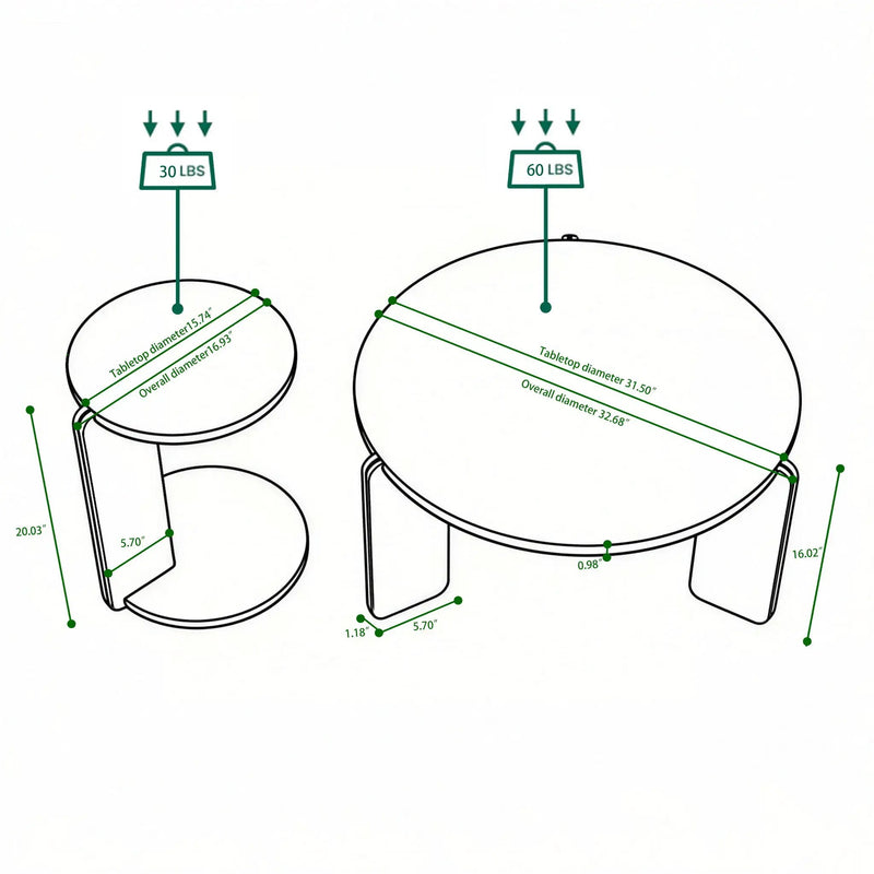 Round Coffee & End Table Set - Black by HouseOfZazla