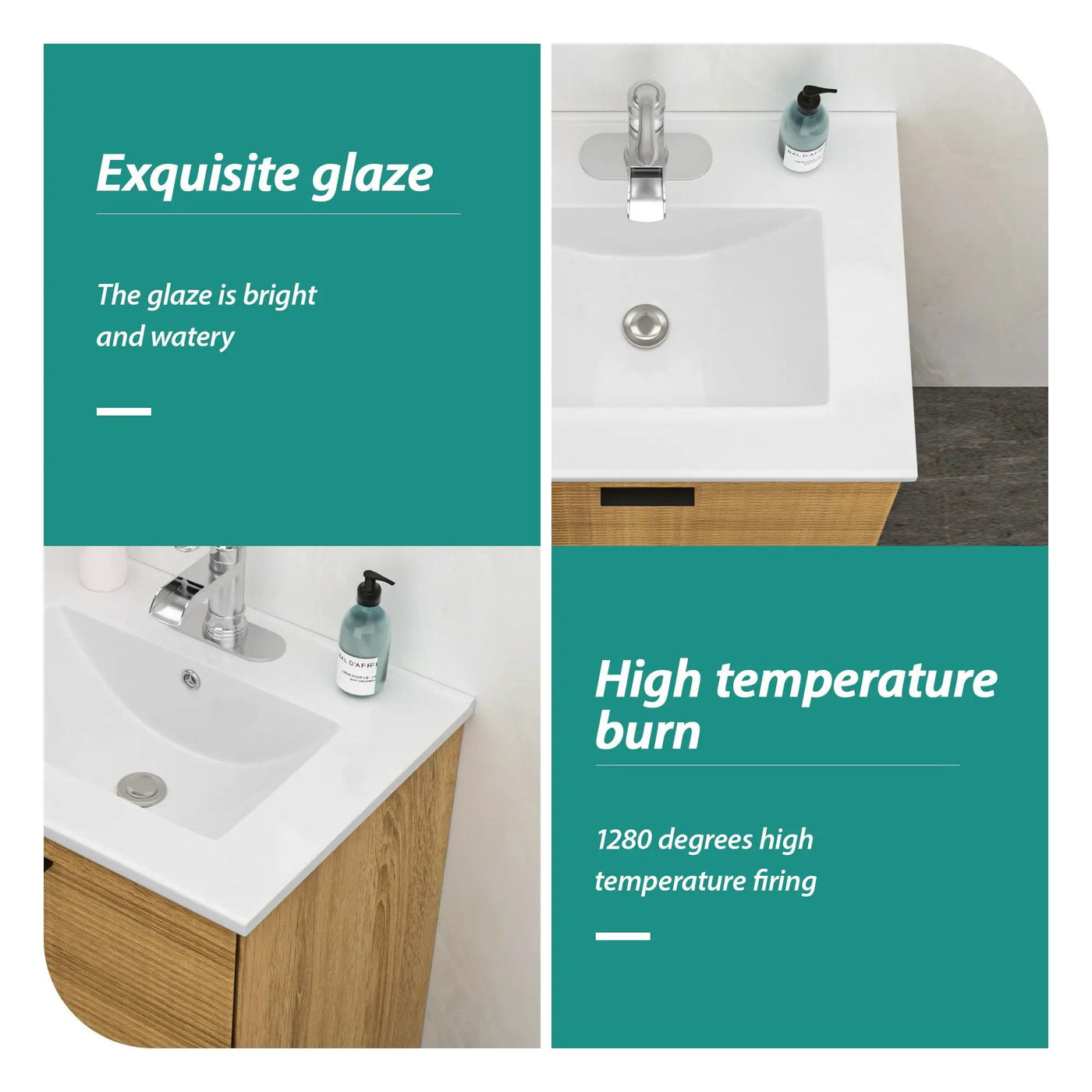Premium Rectangular Vanity Top With Single Faucet Hole And Overflow by HouseOfZazla