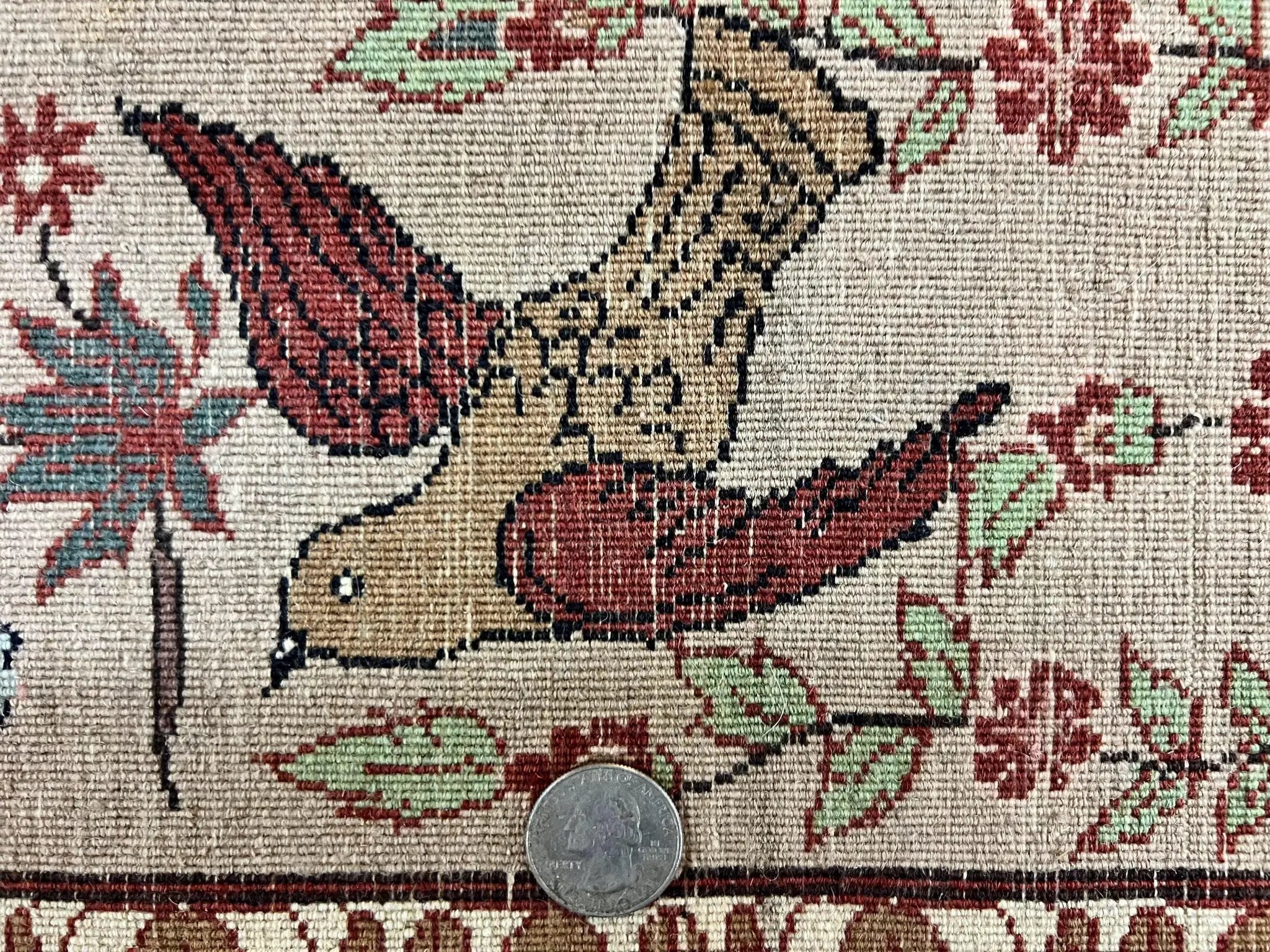 Indo Persian Pictorial Rug 4x7, Handmade Hand Knotted Wool Semi Antique Horizontal Carpet, Men & Women Drinking, Fine Rug, Bird Pictorials by Jewel Rugs