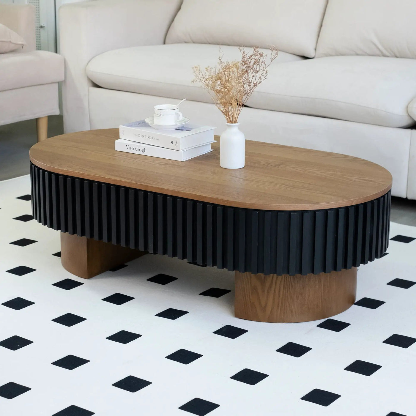 Elliptical Living Room Coffee Table With Hidden Storage And Removable Tabletop by HouseOfZazla