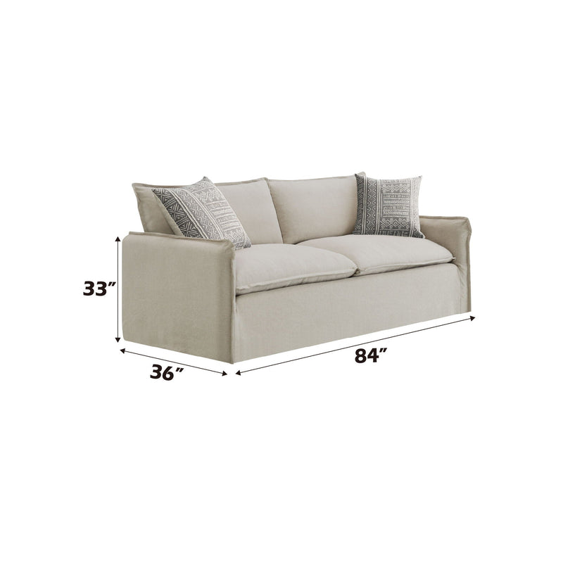 Pattern Linen Sofa with Feather Down Cushions - Beige, photo 9 of 11