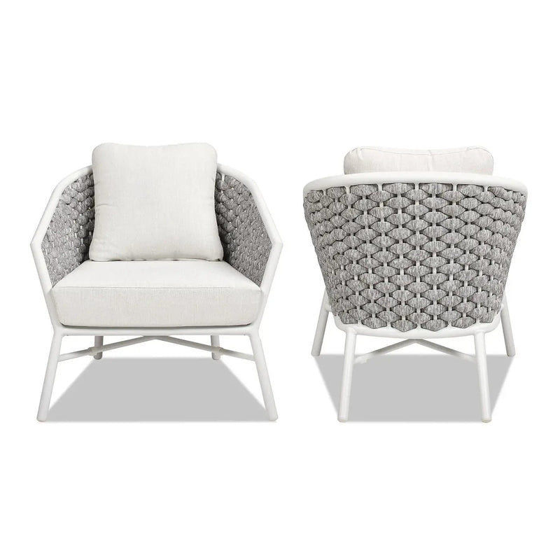 Rowan - Rope Barrel Back Patio Accent Arm Chair (Set of 2) - Optic White by Unique Piece Furniture