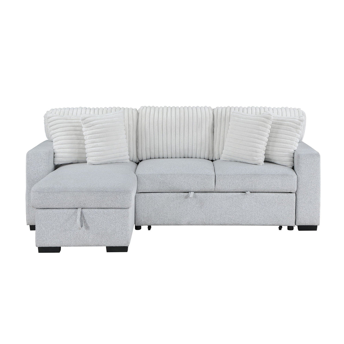Reversible Pull Out Sofa Bed with Cup Holders - Light Gray