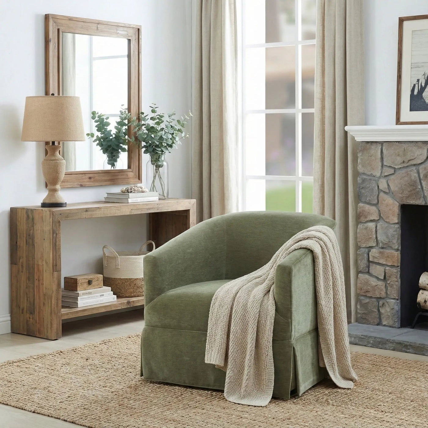 Elm - Skirted Swivel Chair by HouseOfZazla