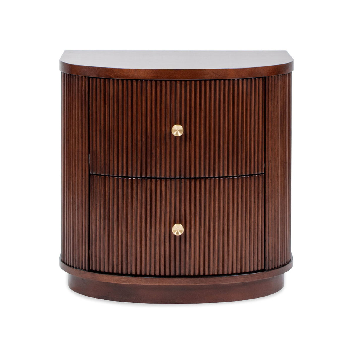 2 Drawer Storage Side Table with Fluted Carved Detail - Light or Dark Brown, photo 15 of 20