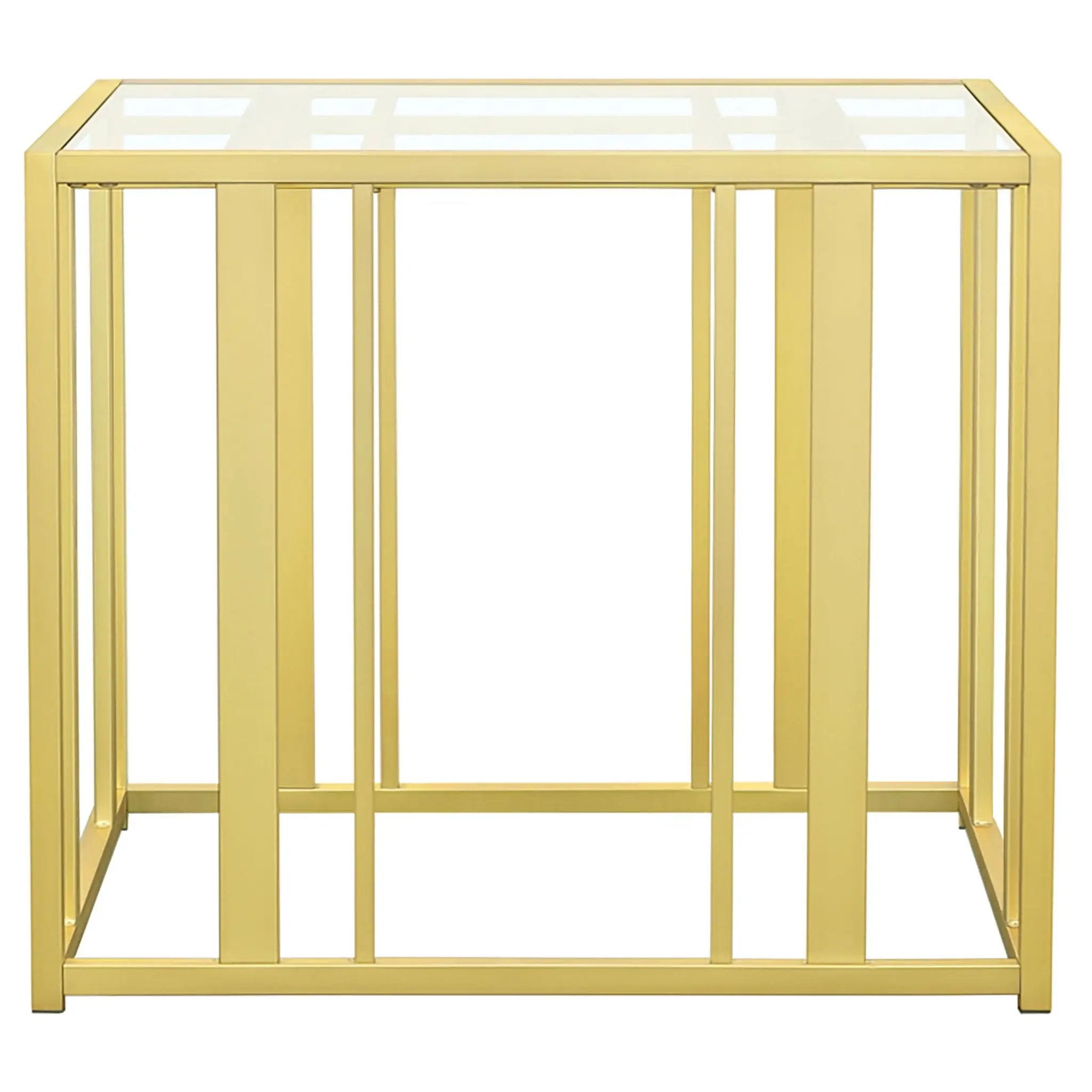 Adri Rectangular Glass Top Side End Table Matte Brass by Unique Piece Furniture