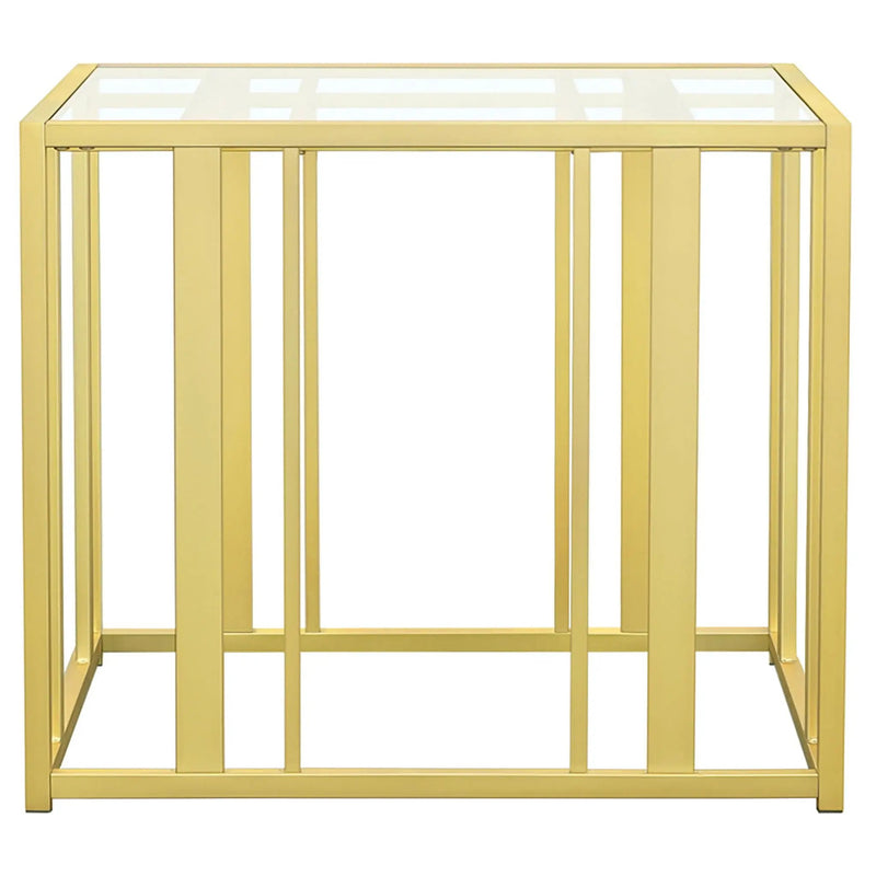 Adri Rectangular Glass Top Side End Table Matte Brass by Unique Piece Furniture