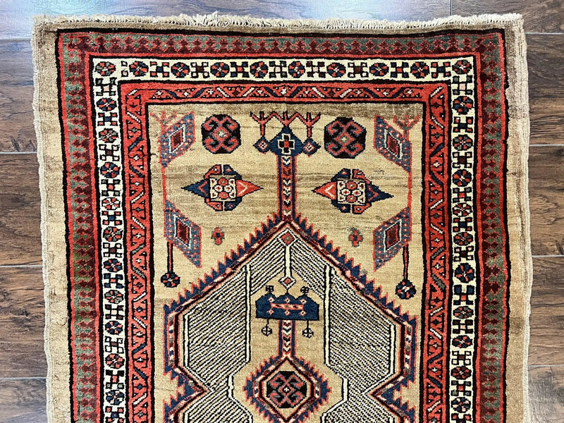 Antique Persian Runner 3 x 7, Camel Hair Runner 3x7 ft, Handmade Hallway Rug, Geometric Design, Tribal Rug, Persian Sarab Rug 3x7 by Jewel Rugs