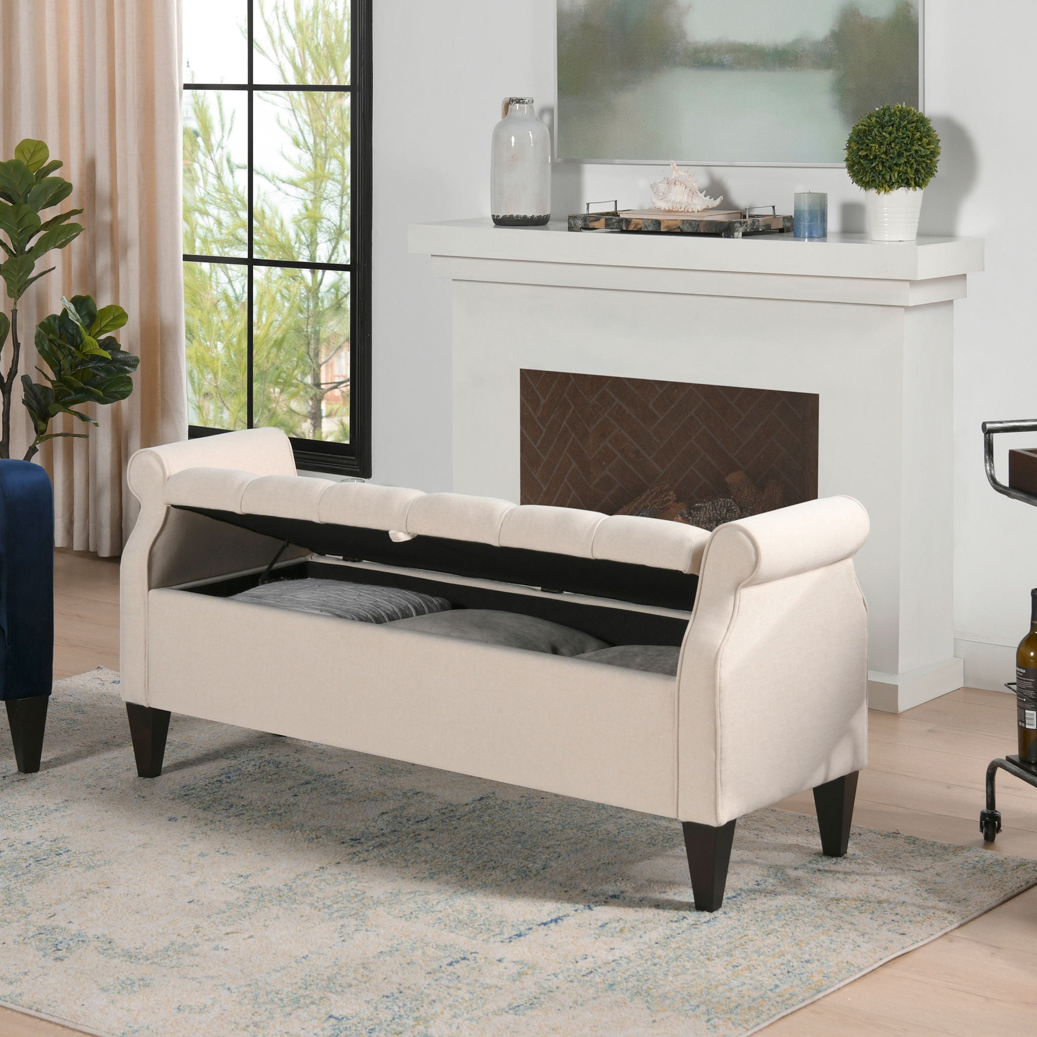 Jacqueline - Tufted Roll Arm Storage Bench by HouseOfZazla