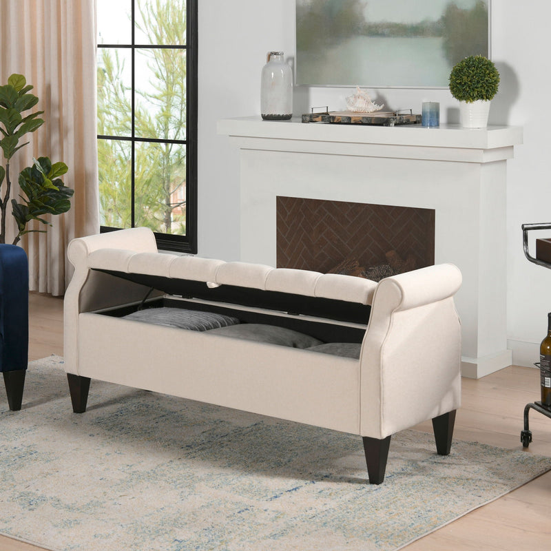 Jacqueline - Tufted Roll Arm Storage Bench by HouseOfZazla