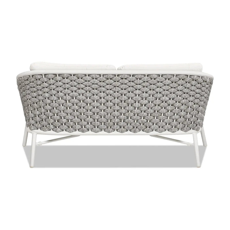 Rowan - Rope Barrel Back Patio Conversation Loveseat Sofa - Optic White by Unique Piece Furniture