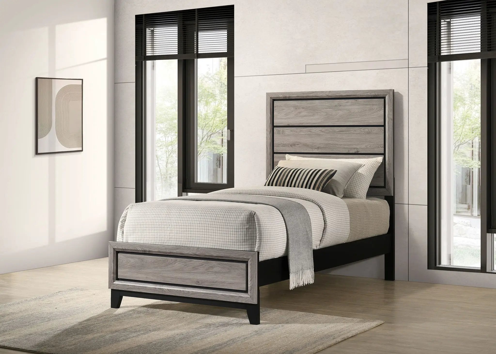 Watson Wood Twin Panel Bed Light Taupe by Unique Piece Furniture