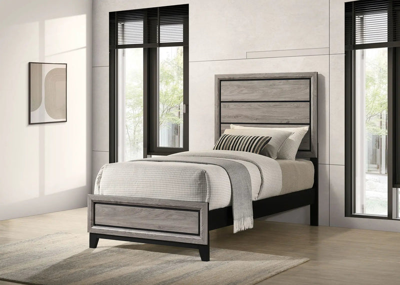 Watson Wood Twin Panel Bed Light Taupe by Unique Piece Furniture