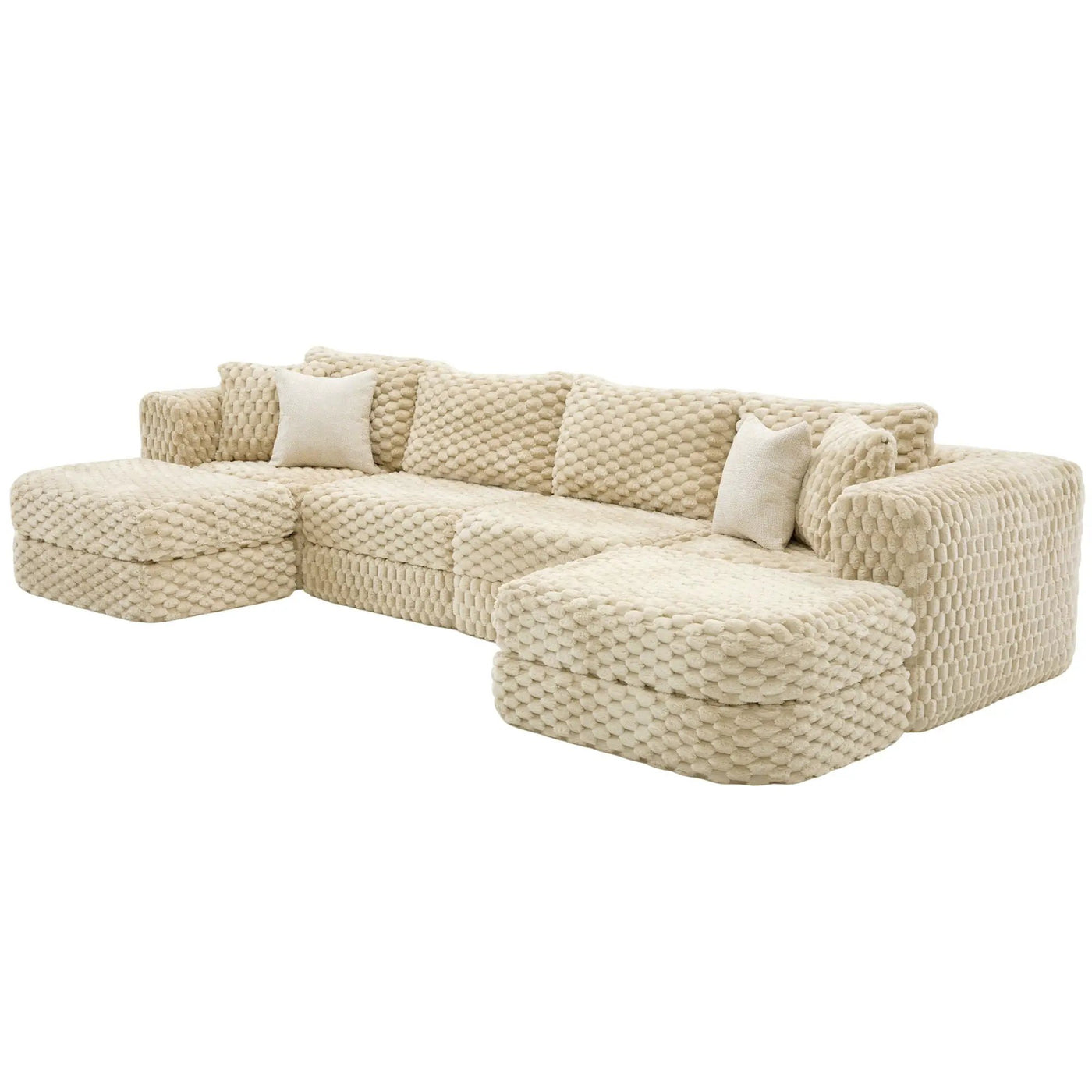 Modular Sectional Sofa, Boneless Couch With 2 Movable Ottomans by HouseOfZazla
