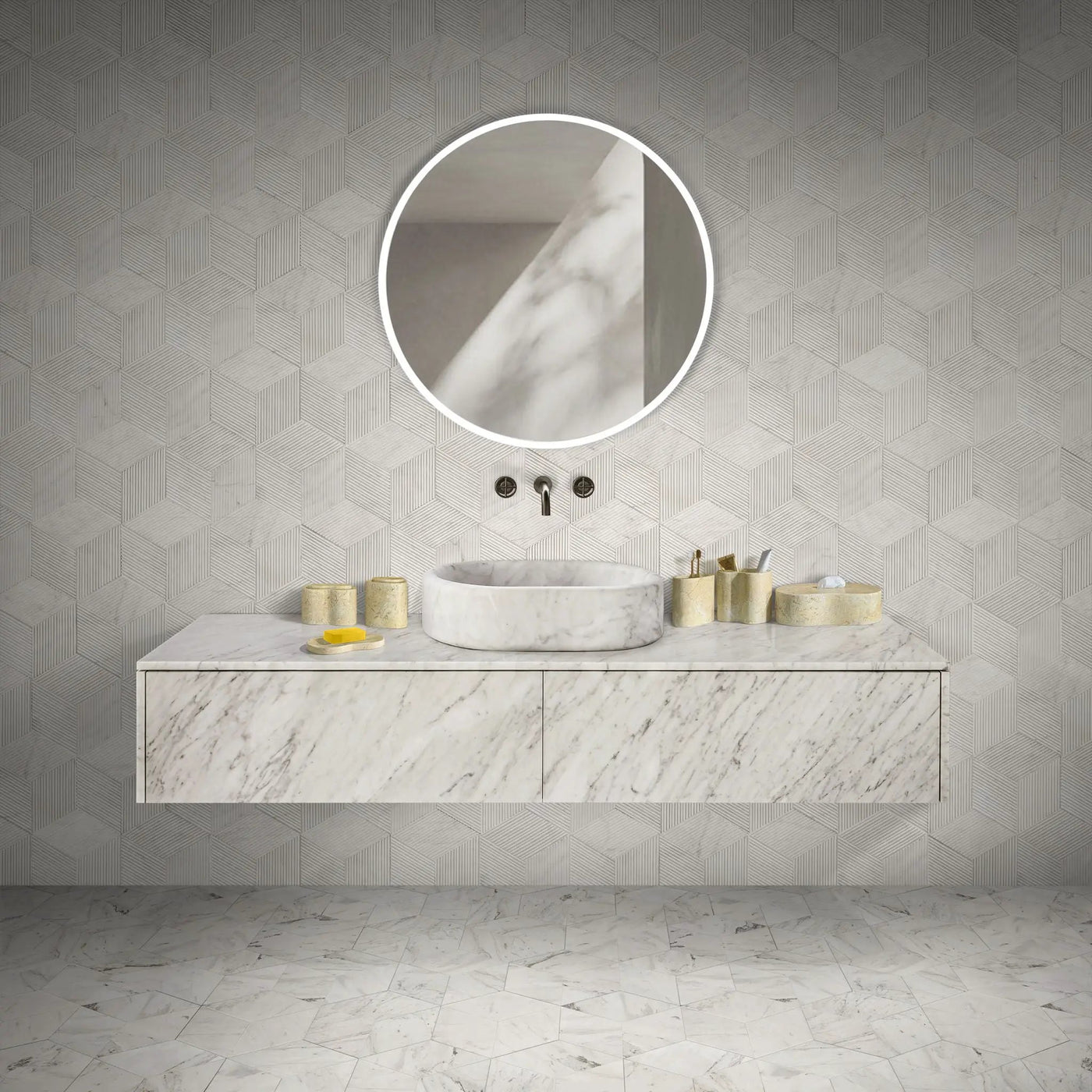 Elegant Natural Marble Bathroom Accessories Set by HouseOfZazla