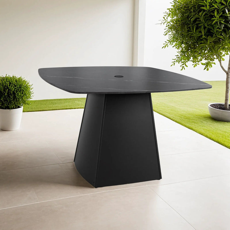 Rounded Square Outdoor Pedestal Dining Table by HouseOfZazla