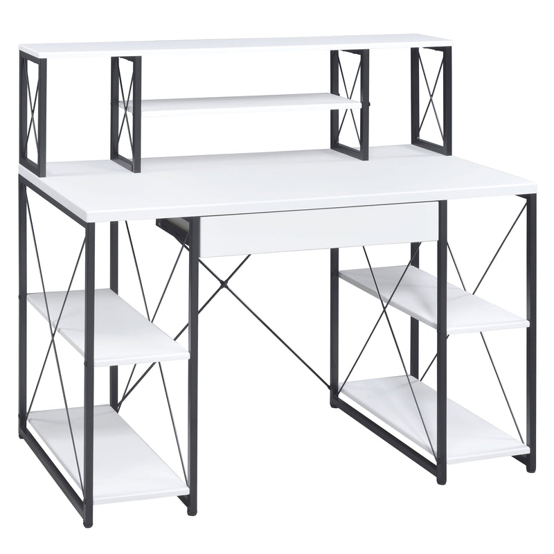 White and Black Recording Studio Desk with Drawer - Wood & Metal, photo 2 of 8