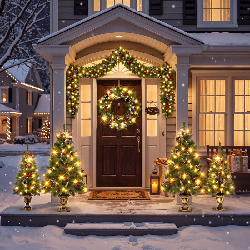 6-Piece Christmas Tree Set with Pre-Lit Wreath and Garland – Warm, photo 10 of 10