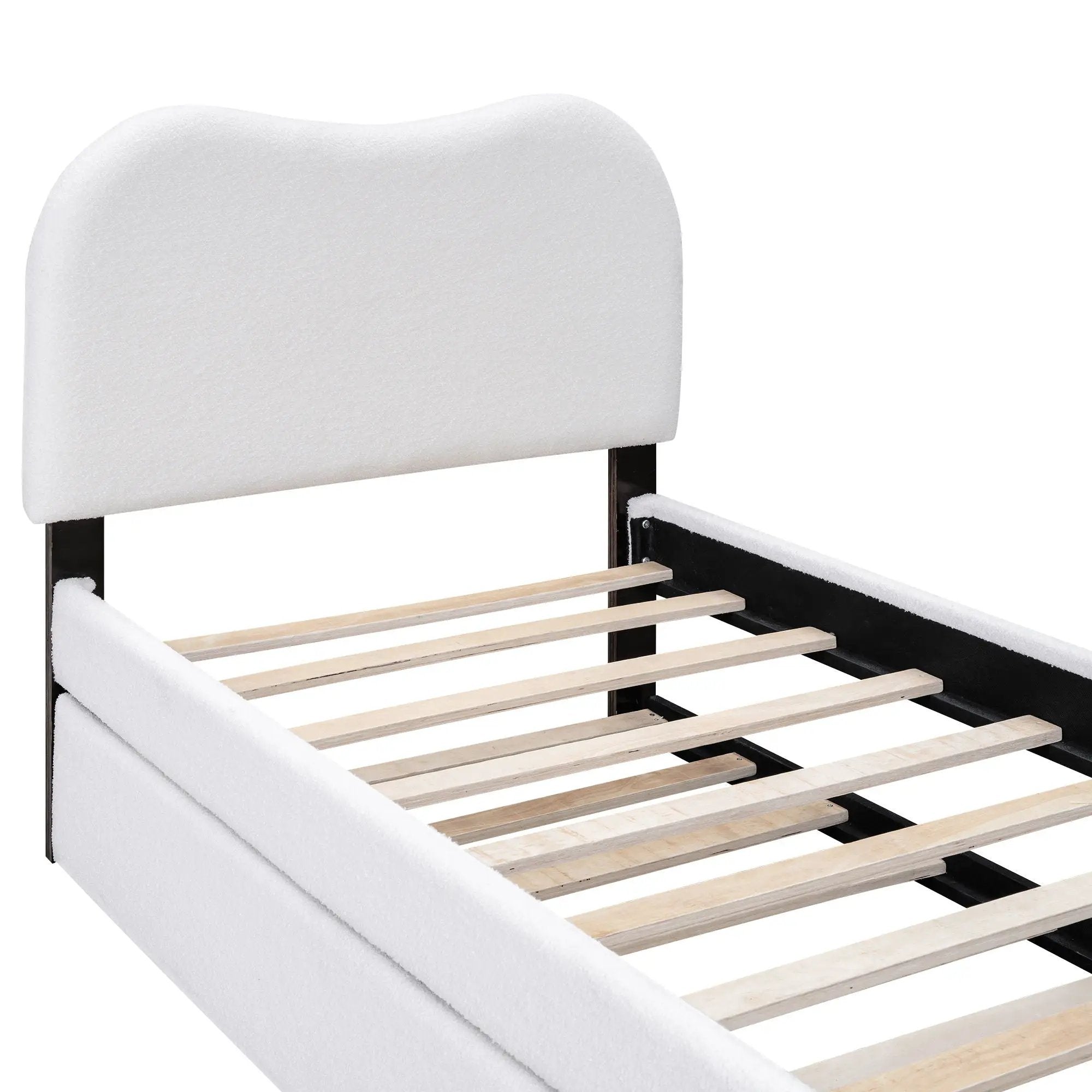 Upholstered Platform Bed With Wood Supporting Feet And Trundle by HouseOfZazla