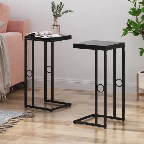 Essex Set of 2 Modern Black Metal End Tables by HouseOfZazla