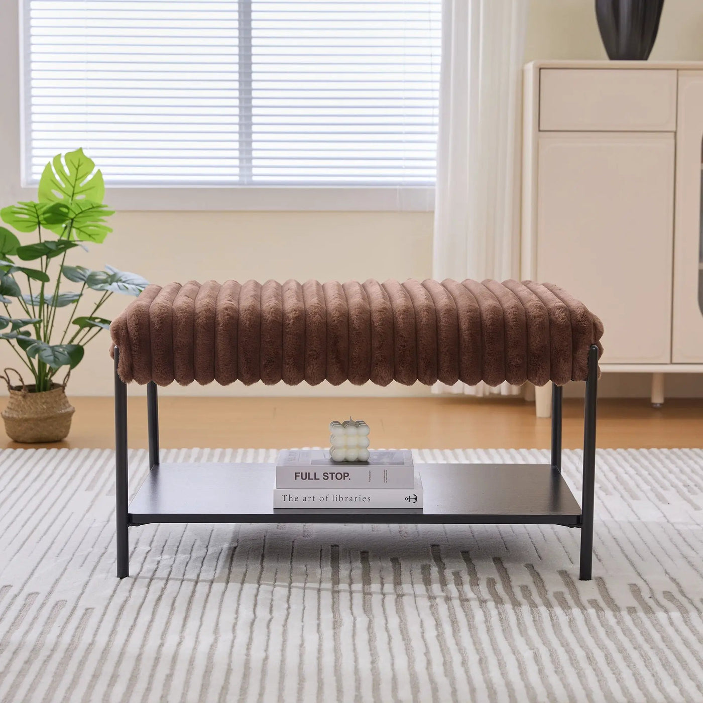 Upholstered Ottoman Coffee Table Foot Rest With Open Storage by HouseOfZazla
