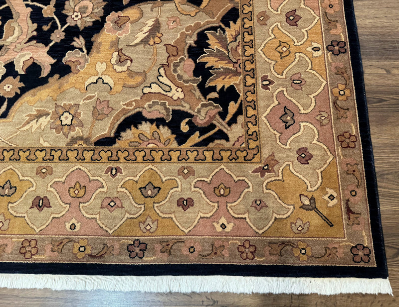 Handmade Wool Rug 8x10, Black & Dark Beige, Nourison, Traditional Rug by Jewel Rugs
