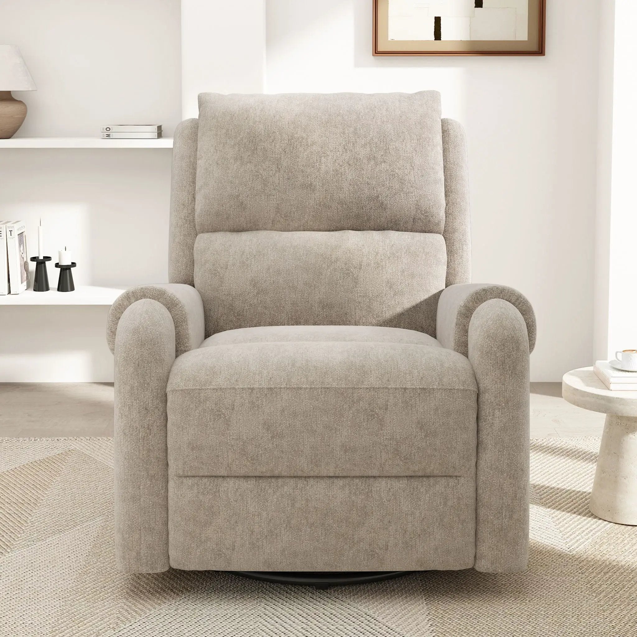 Manual Recliner Massage Chair With Swivel Rocker, 8 Massage Modes, Side Storage Pocket by Unique Piece Furniture
