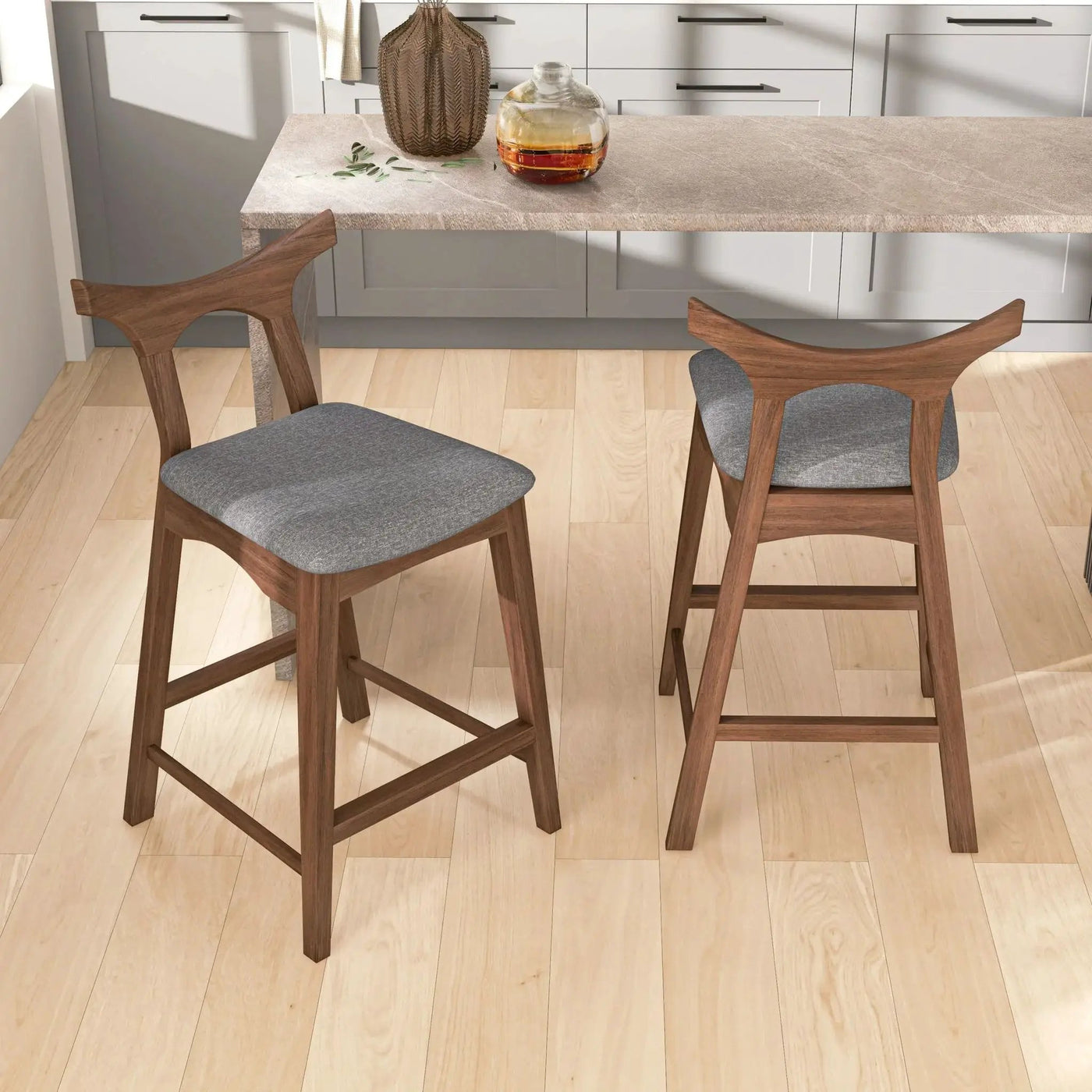 Hester - Upholstered, Square Bar Chair (Set of 2) by HouseOfZazla