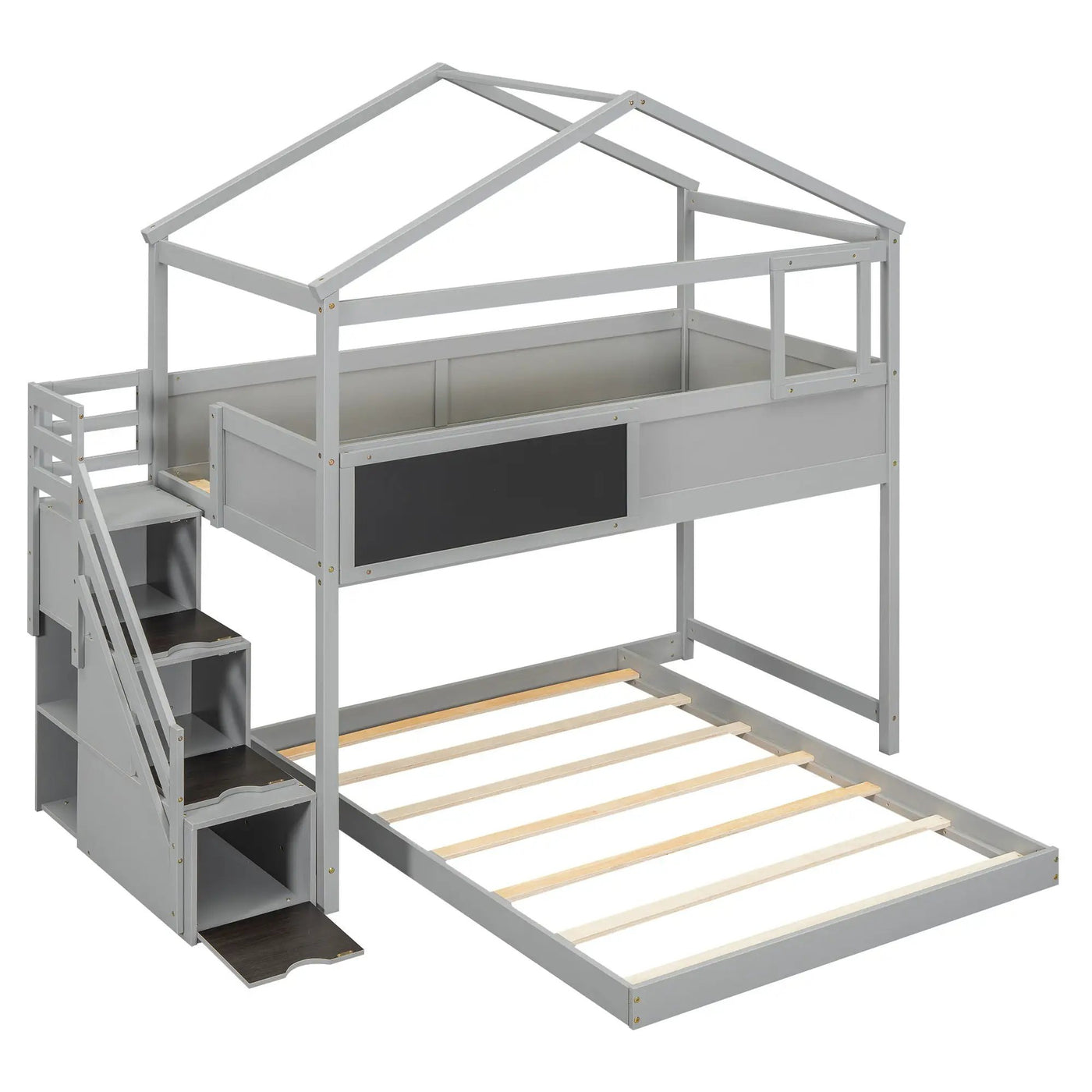 House Style Bunk Bed With Storage Staircase And board by HouseOfZazla