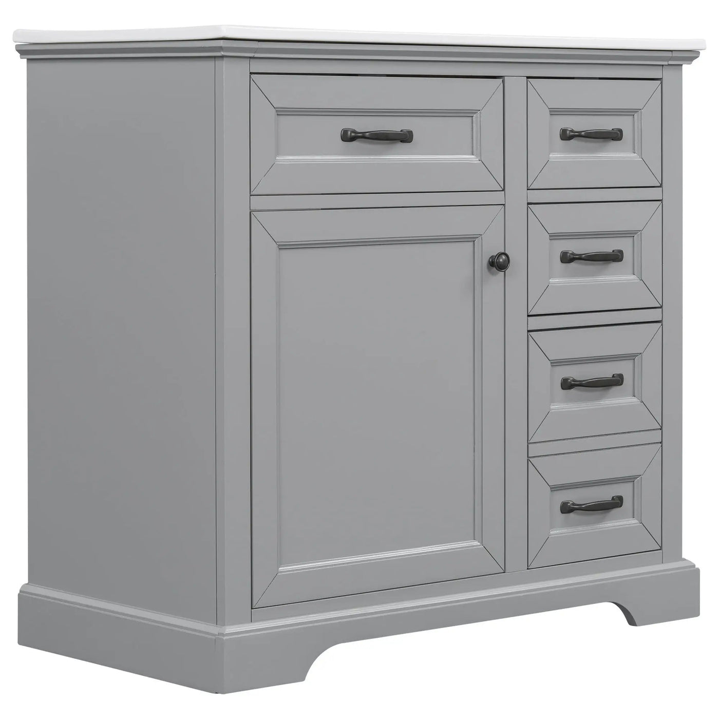 36" Bathroom Vanity With Sink, 2 Tip-Out Drawers, Soft Close Hinges by HouseOfZazla