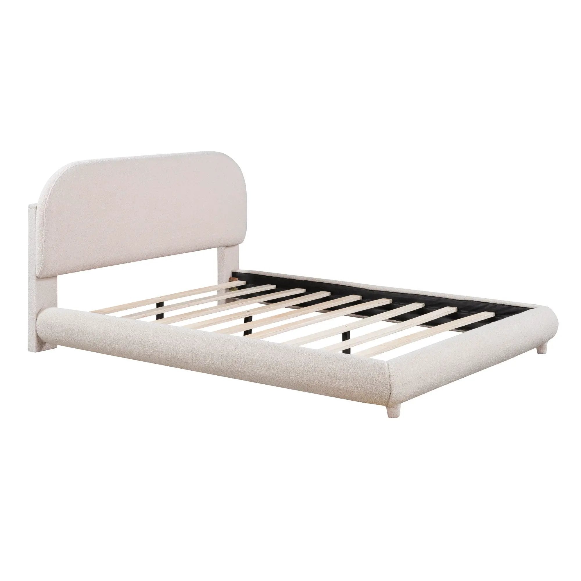Upholstered Platform Bed With Thick Solid Frame And Stylish Curve-Shaped Design by Unique Piece Furniture