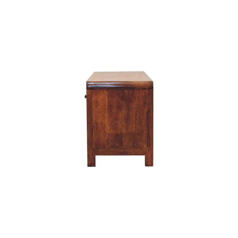 Solid Wood Aspen Media Unit, 3-Drawers, Open Slot, Chestnut by HouseOfZazla