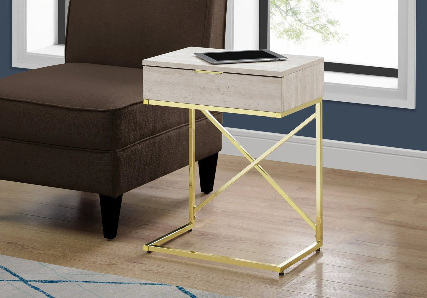 Accent Side Table with Storage Drawer, Spacious Tabletop, Contemporary Design by HouseOfZazla