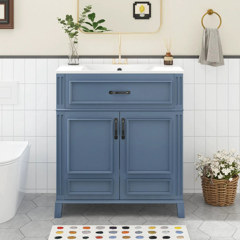 Bathroom Vanity With Sink Storage Cabinet - Blue by HouseOfZazla