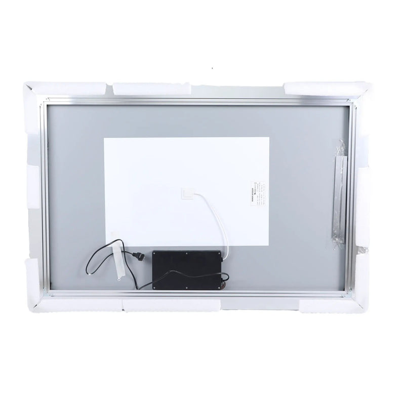 Modern LED Bathroom Vanity Mirror With Aluminum Frame, 45° Beveled Lights, Anti Fog - Silver by HouseOfZazla